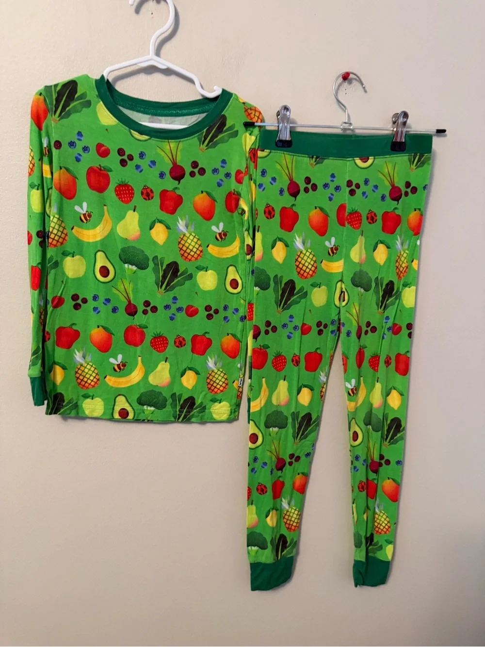 Little Sleepies Green Fruit & Veggie Print Pajama Set